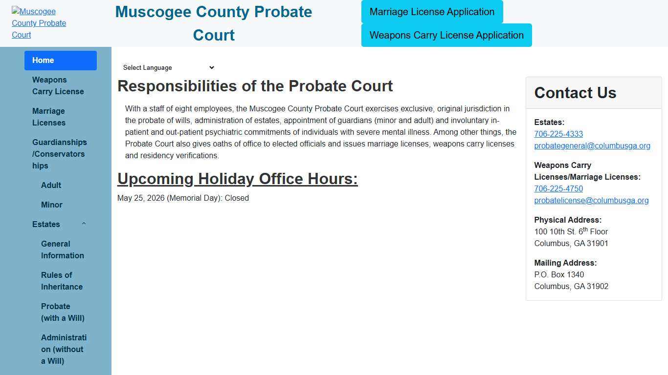 Muscogee County Probate Court > Home